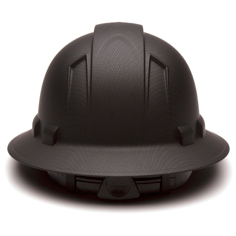 Pyramex Ridgeline Full Brim Hard Hat 4-Point Ratchet Suspension, HP54117, Black Graphite