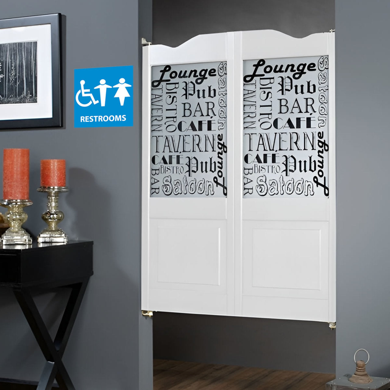 Restrooms Graphic, 7x7, Rigid Plastic Sign
