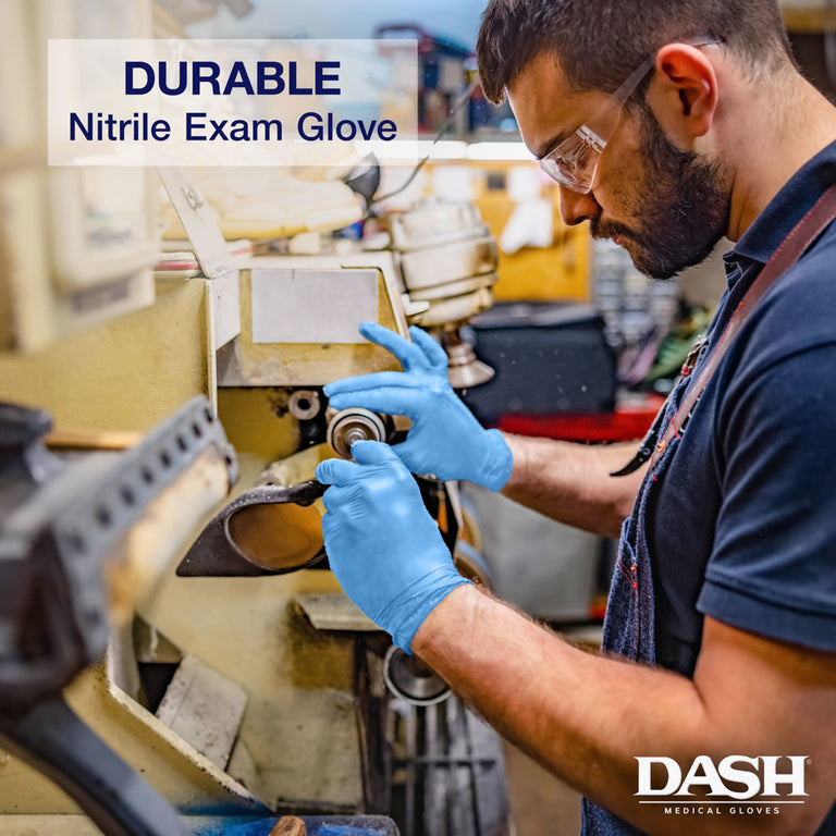 DASH Halo Nitrile Exam Grade Disposable Gloves, Light Blue, 3.9 mil, Box of 100