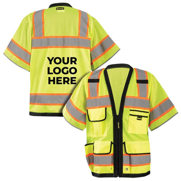 Custom OccuNomix Type R Class 3 Hi-Vis Two-Tone Surveyor Mesh Back Safety Vest, LUX-HDS2T3