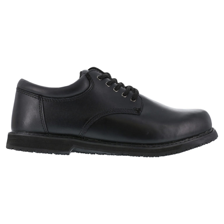 Grabbers Men's Slip Resistant Black Plain Toe Oxford, G1120