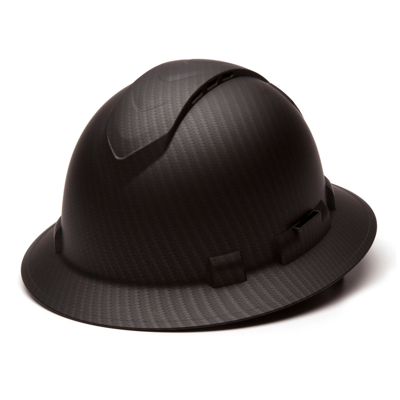 Custom Pyramex Ridgeline Vented Full Brim Hard Hat, 4-Point Ratchet Suspension, Matte Black Graphite