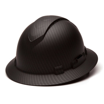 Custom Pyramex Ridgeline Vented Full Brim Hard Hat 4-Point Ratchet Suspension, Matte Black Graphite