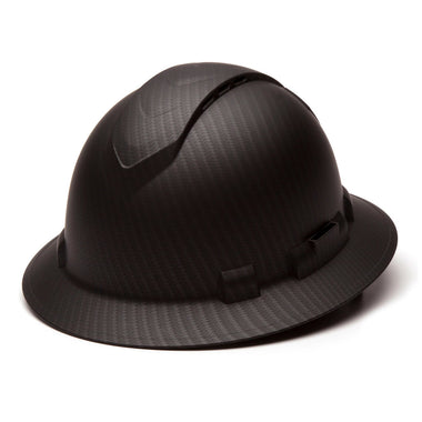 Custom Pyramex Ridgeline Vented Full Brim Hard Hat, 4-Point Ratchet Suspension, Matte Black Graphite