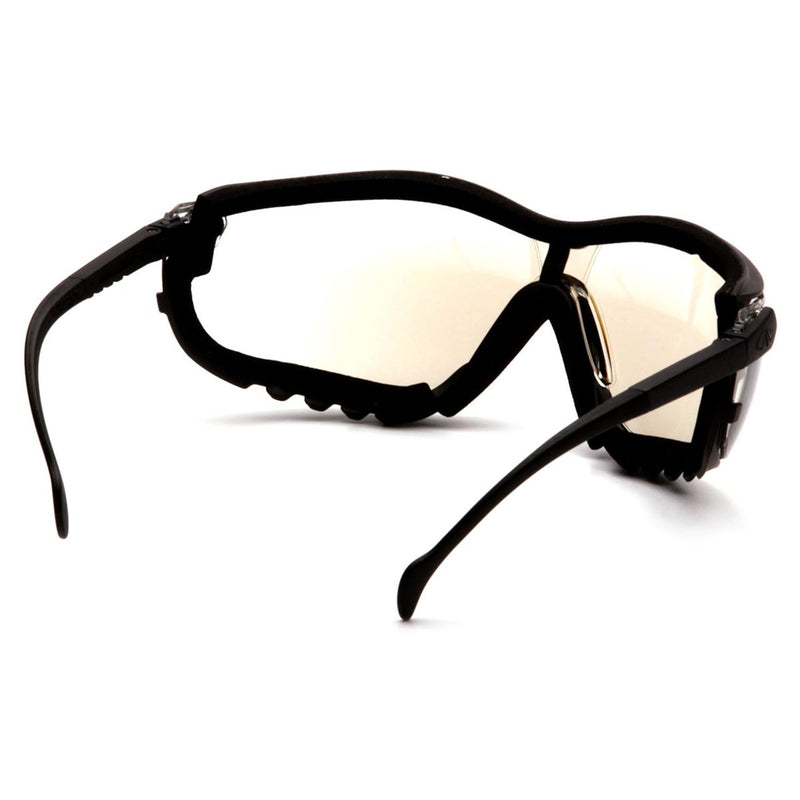 Pyramex V2G Foam Padded Sealed Safety Glasses - Indoor/Outdoor Mirror Anti-Fog Lens - Black Strap