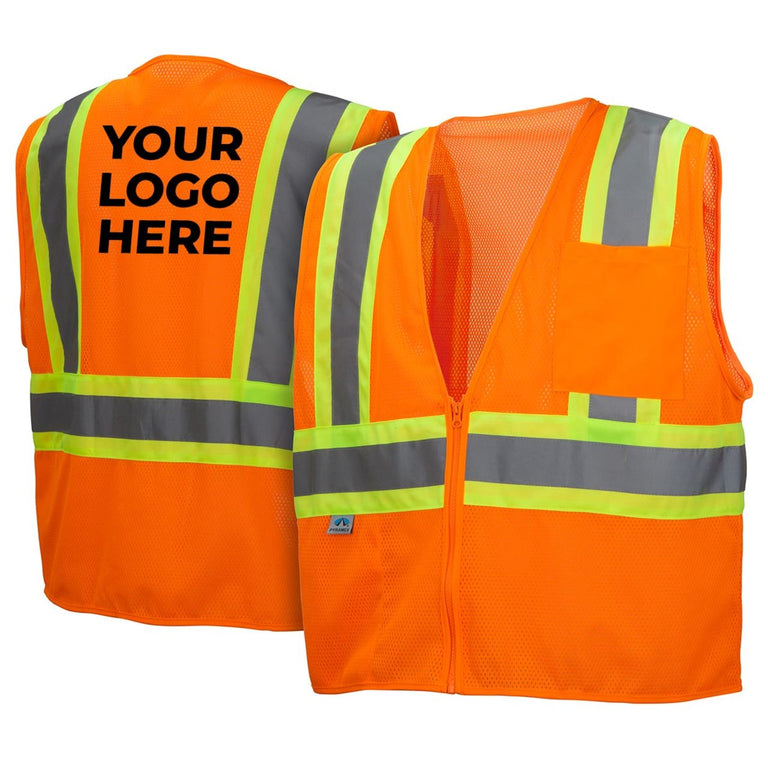 Custom Pyramex RVZ22 Type R Class 2 Hi-Vis Contrasting Trim Mesh Safety Vest