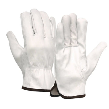 Pyramex GL3011K Value Goatskin Leather Driver Gloves, White