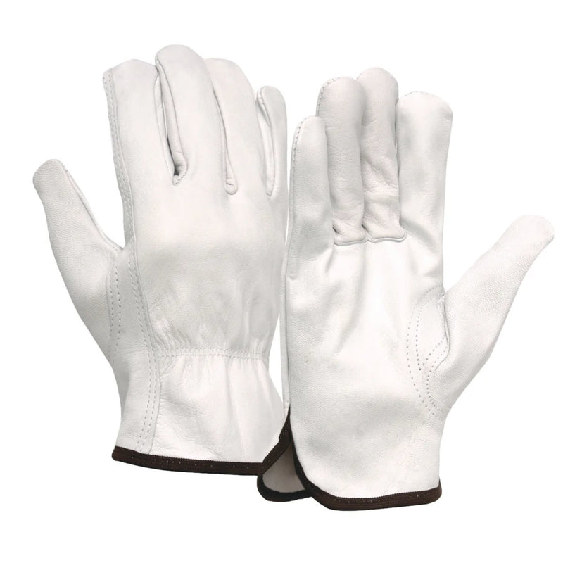Pyramex GL3011K Value Goatskin Leather Driver Gloves, White