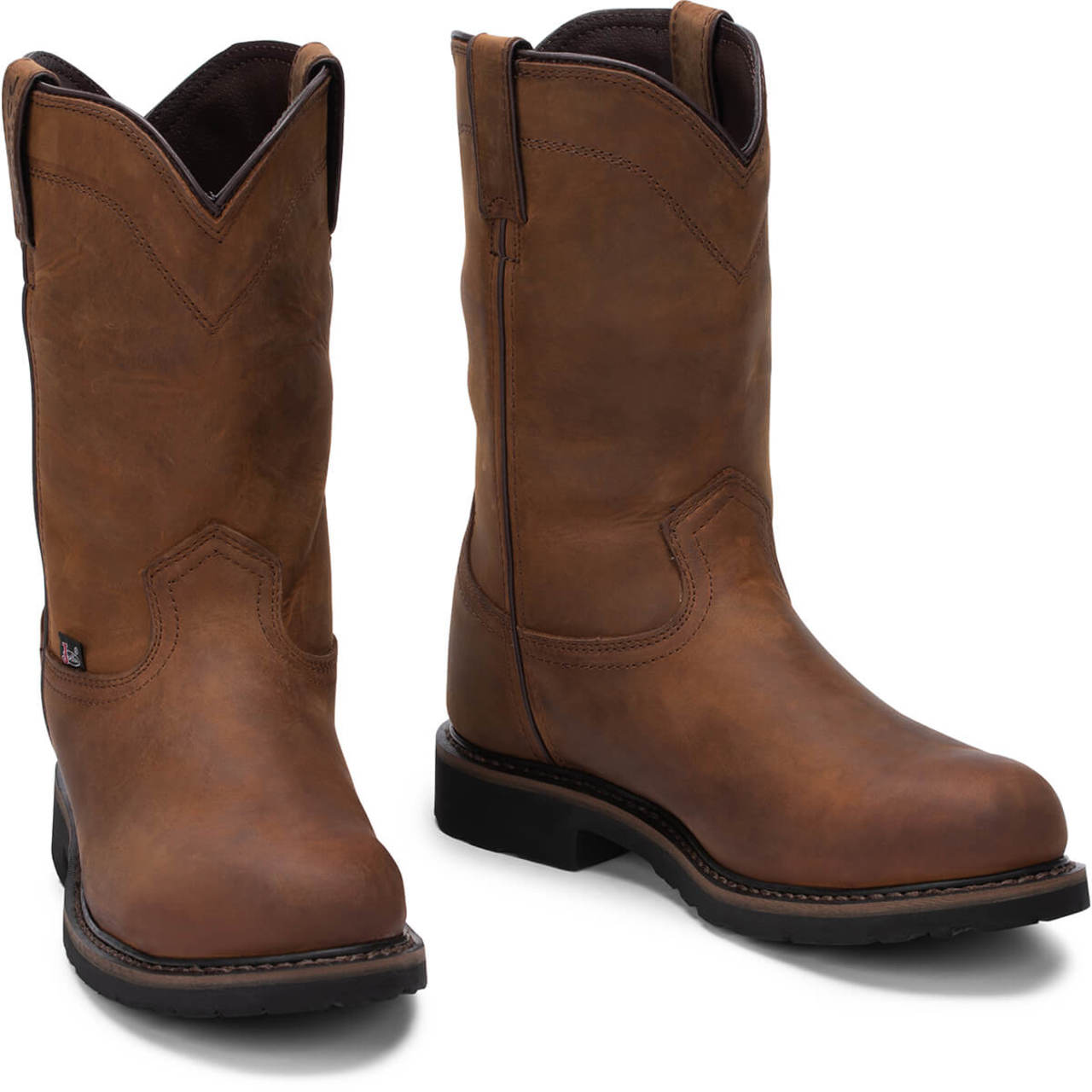 Justin Men's Drywall 10" Waterproof EH Steel Toe Boots, SE4961, Brown