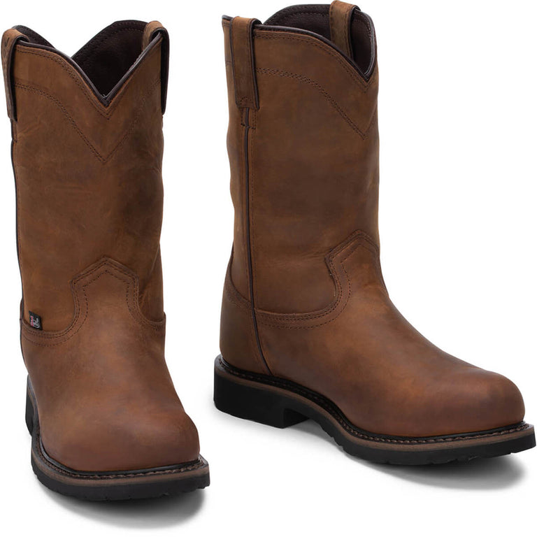 Justin Men's Drywall 10" Waterproof EH Steel Toe Boots, SE4961, Brown