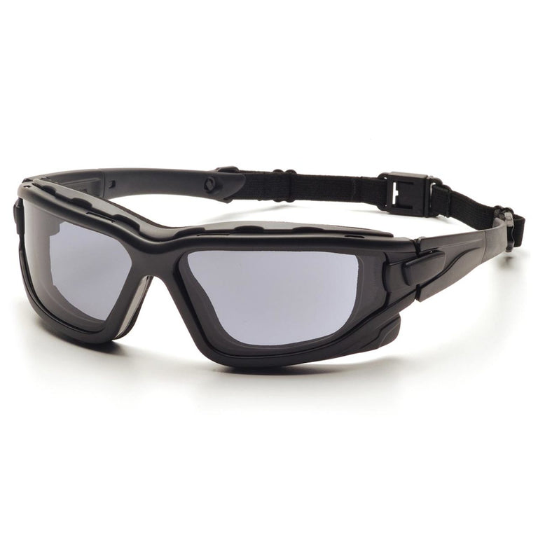 Pyramex I-Force Dual Pane Sealed Safety Glasses, Black Frame/Strap