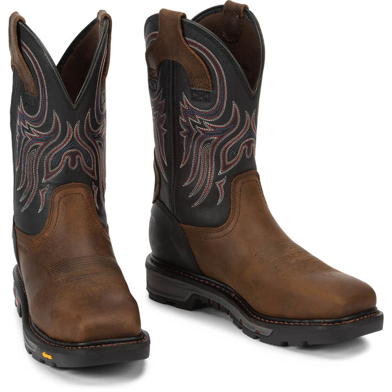 Justin Men's Tanker 11" EH Steel Toe Boots, WK2104, Brown