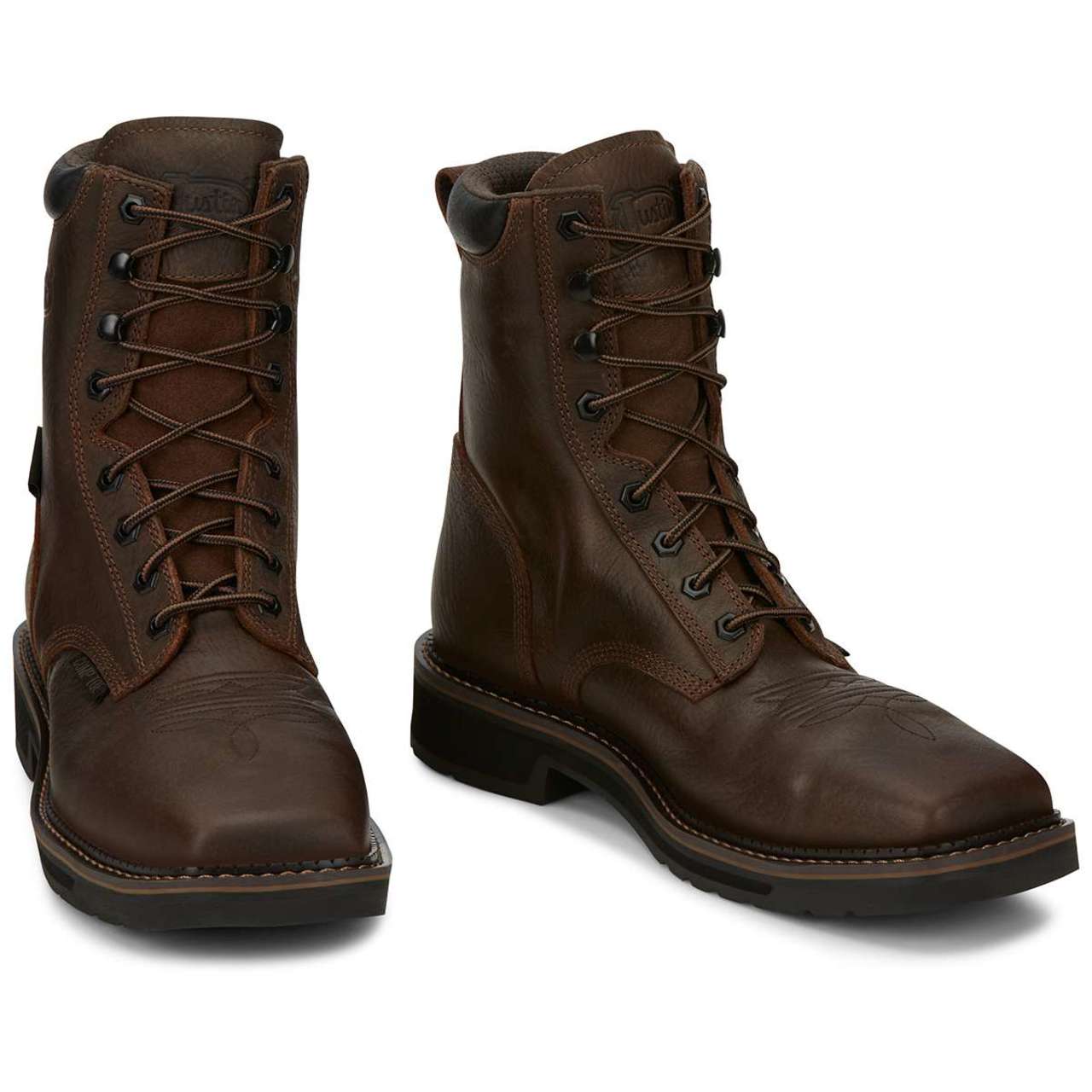 Justin Men's Driller 8" Waterproof EH Composite Toe Boots, SE462, Brown
