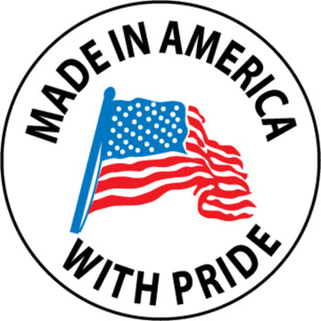 Made In America With Pride 2" Vinyl Hard Hat Emblem - 25 Pack