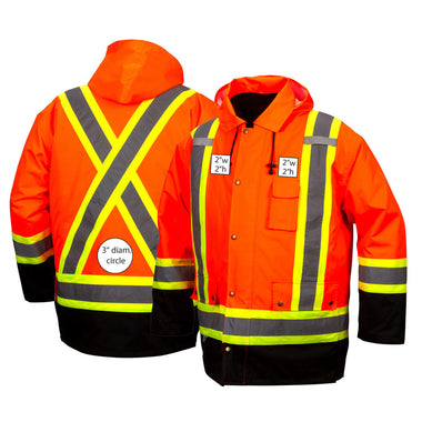 Custom Pyramex RC7P35 Type R Class 3 Hi-Vis Waterproof 7-in-1 Parka with X-Back, Hi-Vis Orange