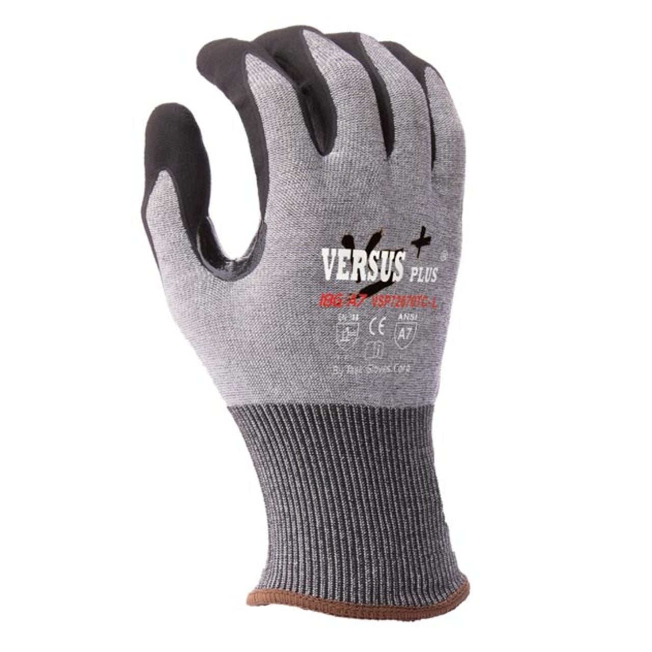 TASK Versus Plus 18G ANSI A7 Cut Resistant Micro-Foam Nitrile Coated Gloves, Gray - VSP72670TC