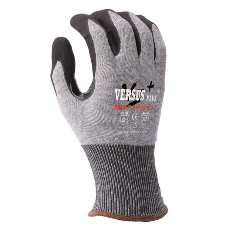 TASK Versus Plus 18G ANSI A7 Cut Resistant Micro-Foam Nitrile Coated Gloves, Gray - VSP72670TC