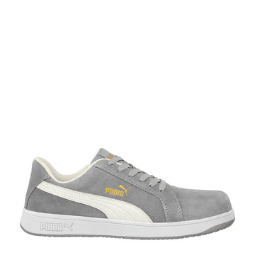 Puma Safety Women's Icon Suede Low SD Composite Toe Shoes, 640125, Gray/White