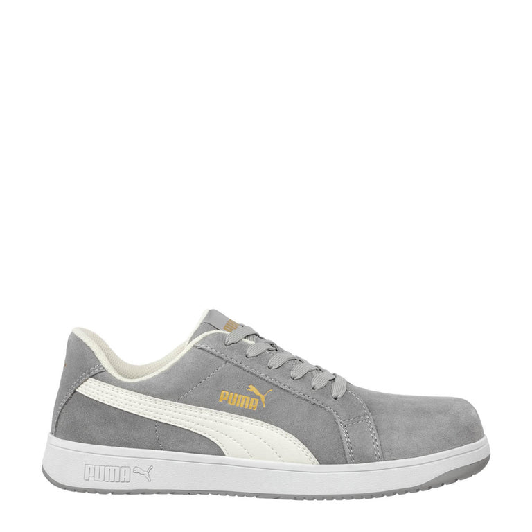 Puma Safety Women's Icon Suede Low SD Composite Toe Shoes, 640125, Gray/White