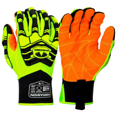 Pyramex GL806HT Hi-Vis Synthetic Leather A2 Cut Level 2 Impact Gloves, Hi-Vis Green
