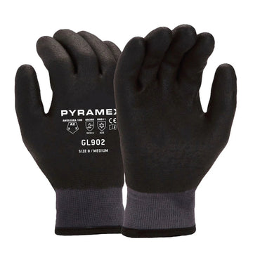 Pyramex Safety GL902 Insulated A2 Cut HPT Dipped Gloves, Black