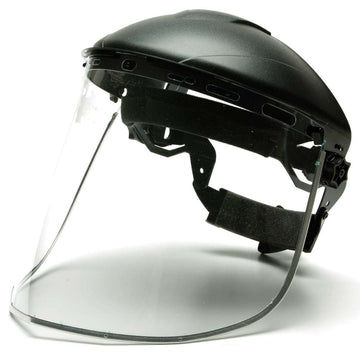 Pyramex Ridgeline Face Shield Combo, Ratchet Suspension, Clear Polycarbonate, HGBRKITCS