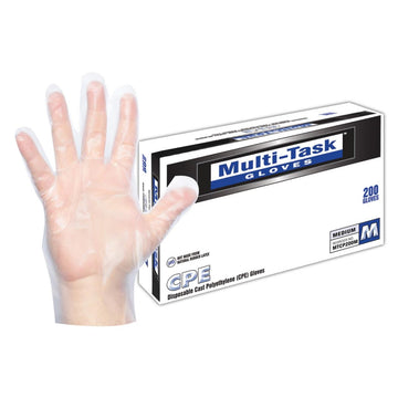 DASH Multi-Task Cast Polyethylene Disposable Gloves, Clear, 0.9 mil, Box of 200