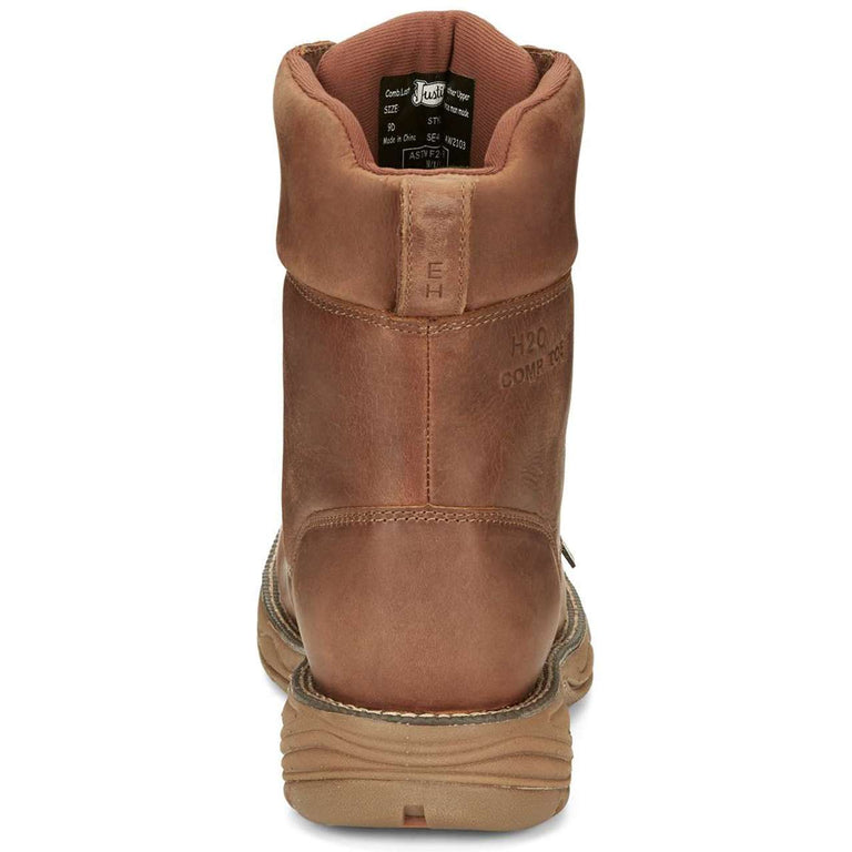 Justin Men's Rush 8" Waterproof EH Nano Composite Toe Boots, SE468, Brown