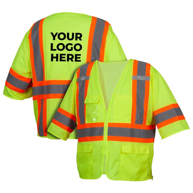 Custom Pyramex Safety RVZ36 Type R Class 3 Hi-Vis Two-Tone Mesh Safety Vest