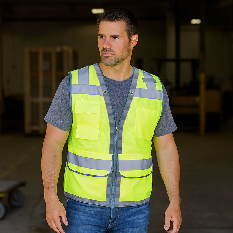 General Electric Type R Class 2 Hi-Vis Heavy Duty Surveyor Safety Vest, Hi-Vis Green, GV088