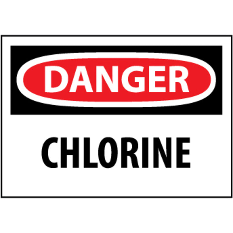 Danger Chlorine, 10x14 Plastic Sign