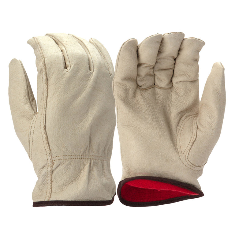 Pyramex GL4003K Insulated Fleece Lined Select Pigskin Leather Driver Gloves, Natural