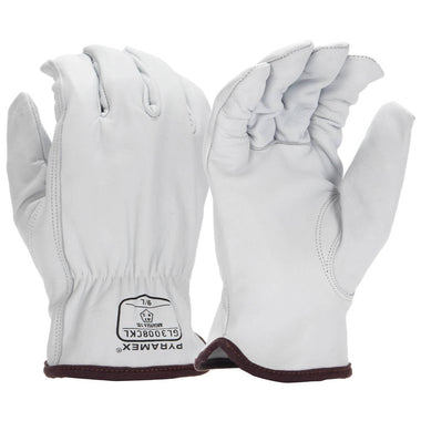 Pyramex GL3008CK Premium Grain Goatskin Leather Driver HPPE A7 Cut Gloves, White