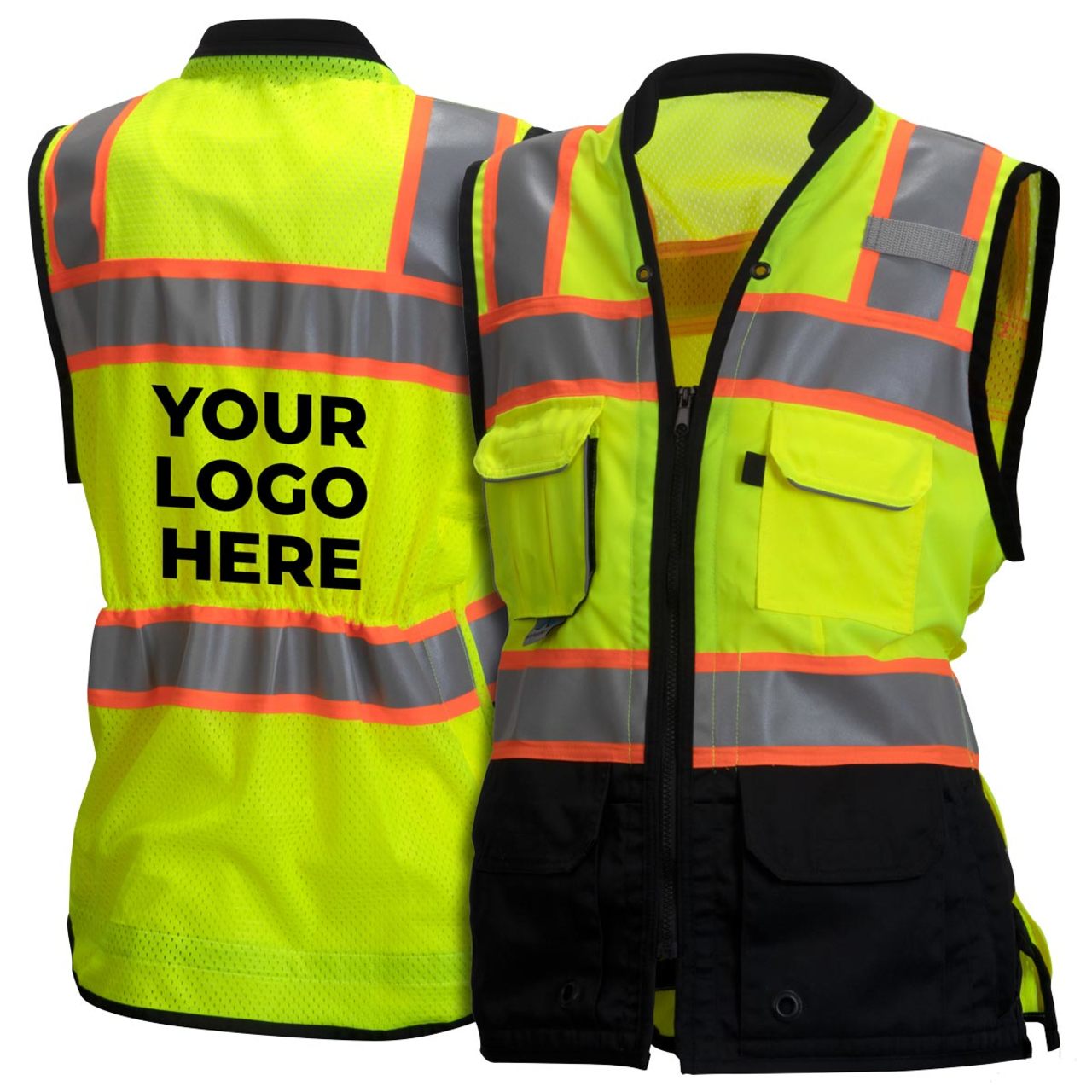 Custom Pyramex RVZF61 Women's Type R Class 2 Hi-Vis Black Bottom Safety Vest