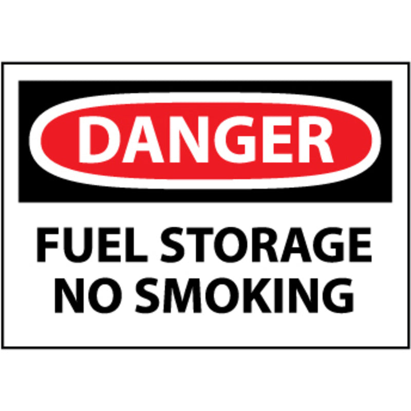 Danger Fuel Storage No Smoking, 10x14 Pressure Sensitive Vinyl Sign