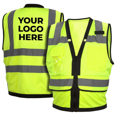 Custom Pyramex RVZ28 Type R Class 2 Hi-Vis Black Trim Mesh Safety Vest