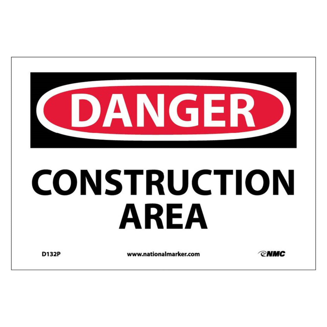 Danger Construction Area, 7x10 Rigid Plastic Sign
