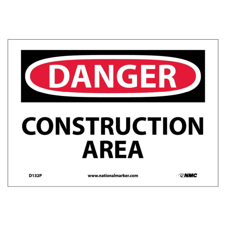 Danger Construction Area, 7x10 Rigid Plastic Sign