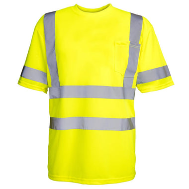 Uno Mejor Class 3 Hi-Vis Safety Shirt - Yellow & Black Reflective Work Shirt, Small Short Sleeve