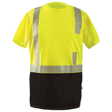 OccuNomix Type R Class 2 Hi-Vis Segmented Tape Black Bottom Short Sleeve T-Shirt, LUX-TSSP2BK