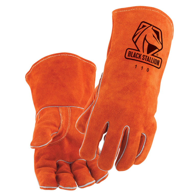 Black Stallion 110 Select Shoulder Split Cowhide Stick Welding Gloves, Orange