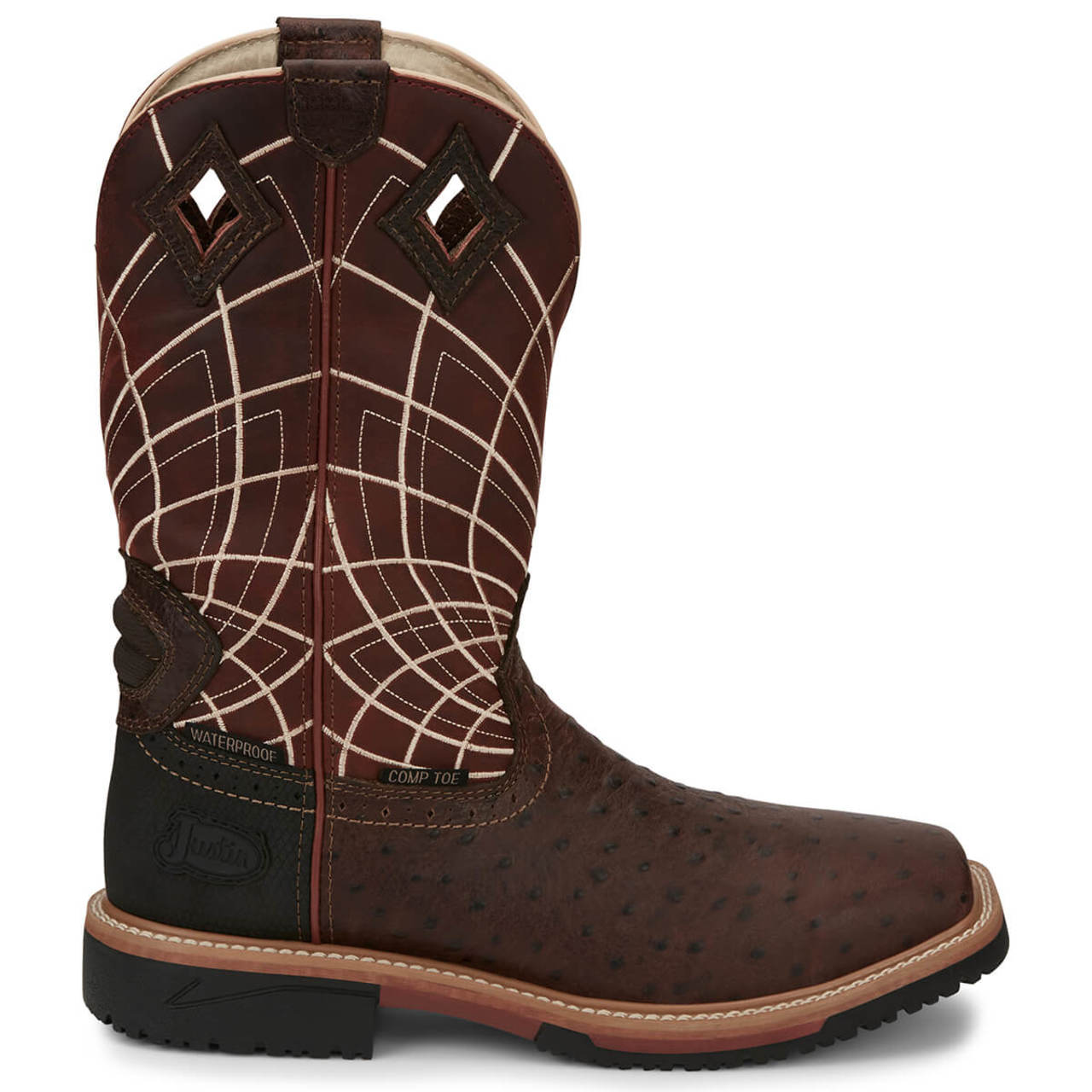 Justin Men's Derrickman 12" Waterproof EH Composite Toe Boots, SE4835, Brown