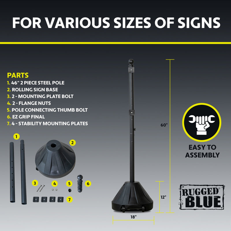 Rugged Blue Portable Sign Holder 60"