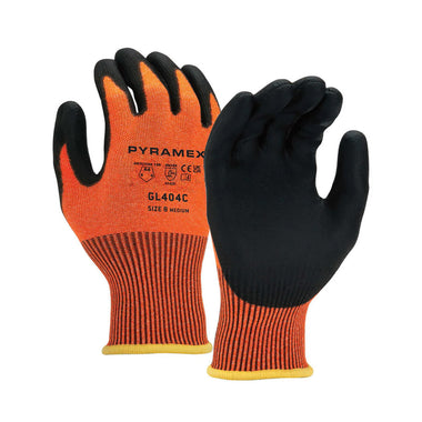 Pyramex GL404C Hi-Vis A4 Cut Polyurethane Coated Gloves, Hi-Vis Orange