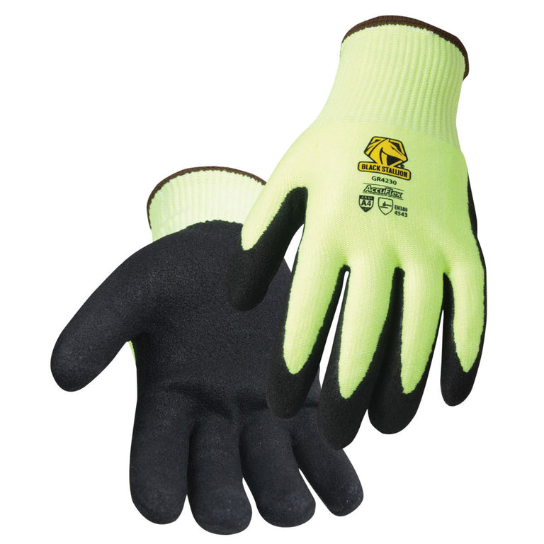 Black Stallion GR4230 AccuFlex High-Vis A4 Cut Sandy Nitrile Coated Gloves - Single Pair