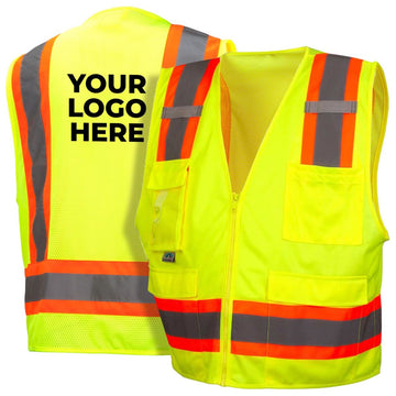 Custom Pyramex RVZ24CP Type R Class 2 Hi-Vis Mesh Back Safety Vest