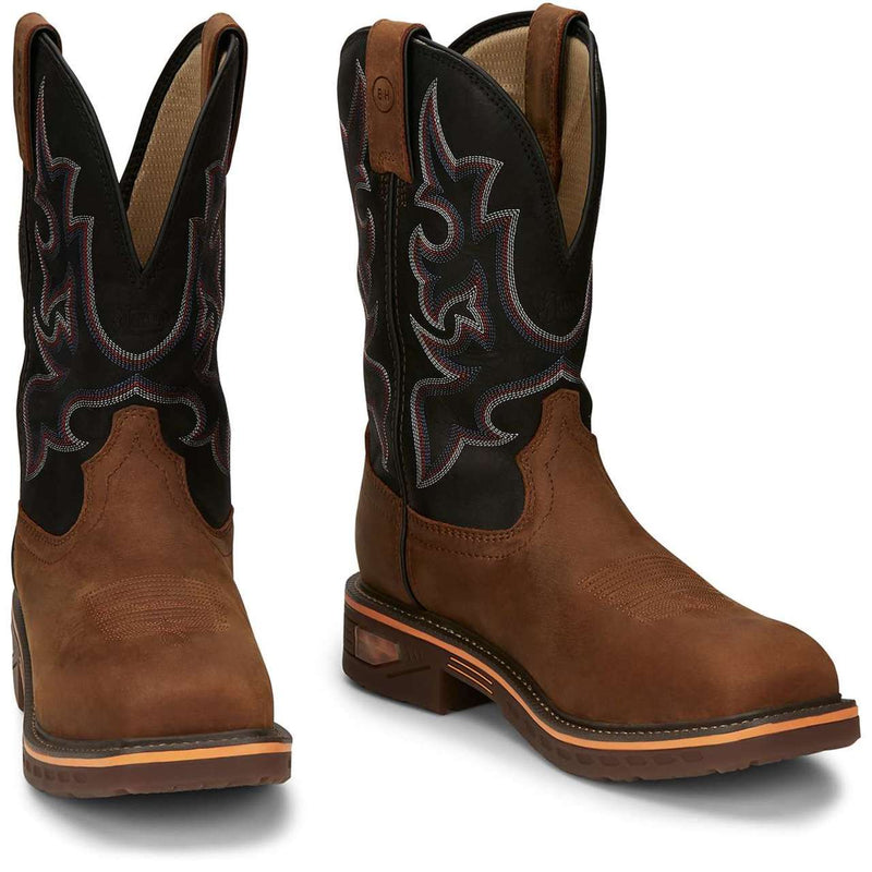 Justin Men's Resistor 11" Waterproof EH Nano Composite Toe Boots, CR4012, Brown