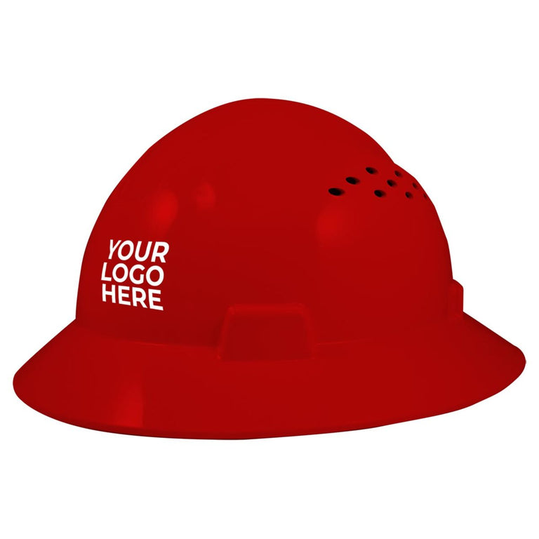 Custom General Electric Vented Full Brim Hard Hat 4-Point Ratchet Suspension, GH328