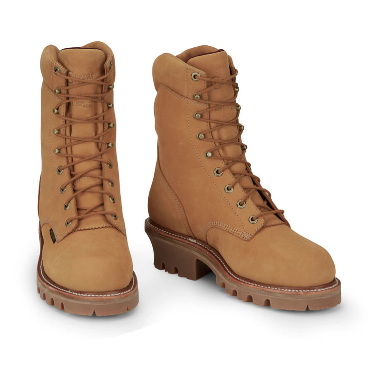 Chippewa Men's Super DNA 9" Logger EH Waterproof Insulated Steel Toe Boots, 59417, Tan