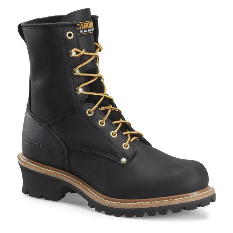 Carolina Men's Elm 8" Logger EH Soft Toe Work Boots, CA825, Black